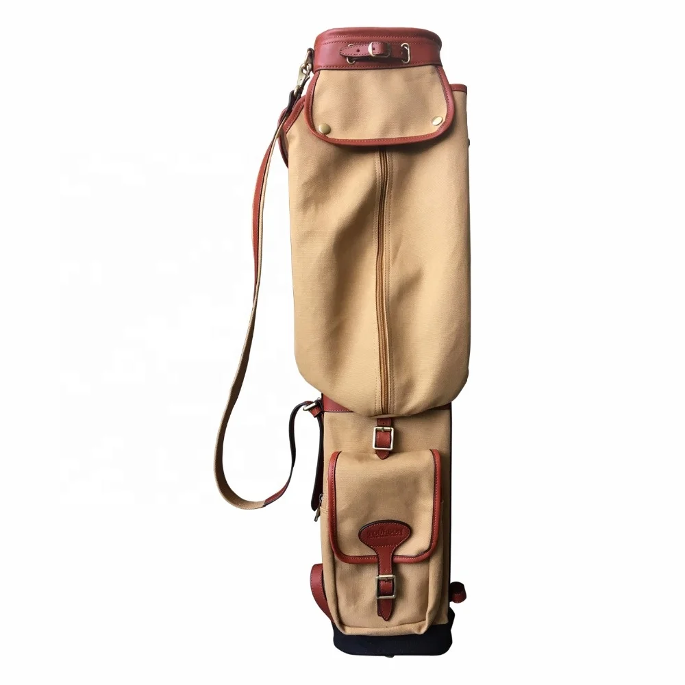 

Outdoor sports Luxury 6 golf sticks canvas genuine leather golf bag, Khaki or customs