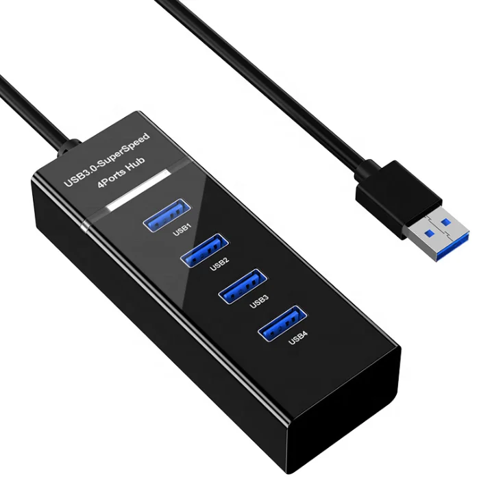 

Hot Selling USB 2.0 Super Speed 4 Ports USB Hub with LED Indication For Computer, Black white