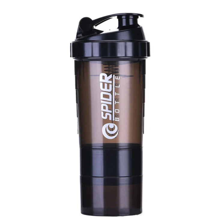 

500ml Gym Sport BPA-free Plastic Protein Shaker Cup Bottle Three Layer Storage Container Blender Water Bottle, Customized color