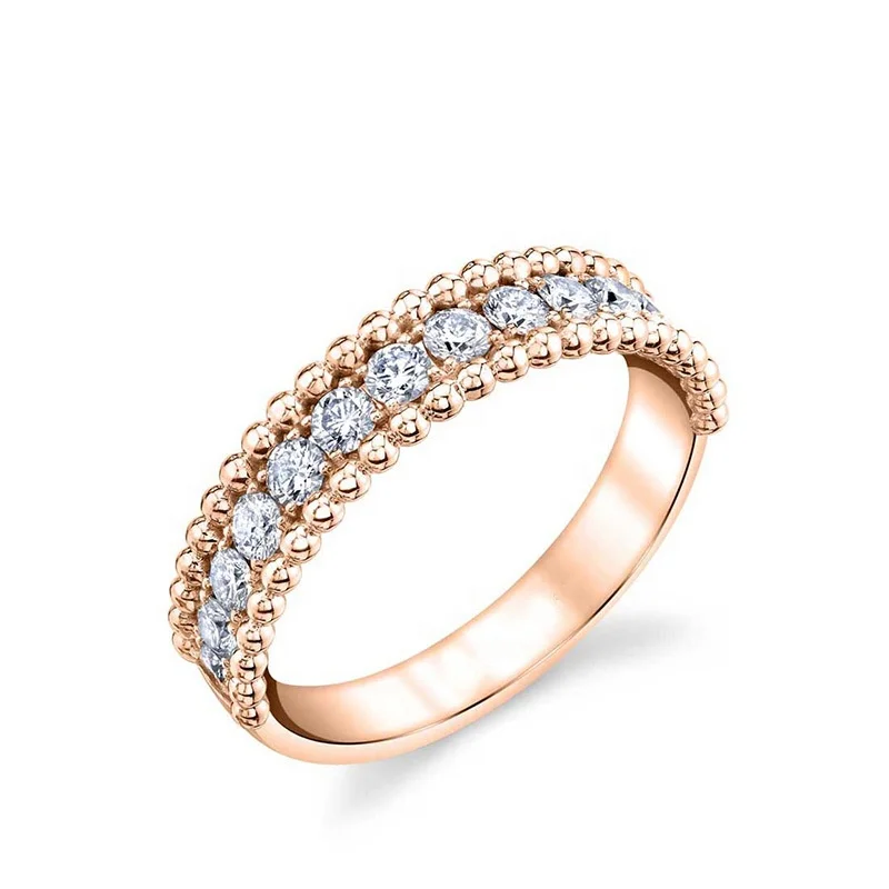 

Fashion Simple Rose Gold Color Jewelry Rings Clear Cubic Zirconia Ring for Female Popular Rhinestone Wedding Rings