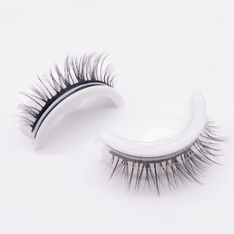 

Reusable self adhesive eyelashes Synthetic Hair eyelashes no need glue Japan Pre-glued Eyelashes, Black