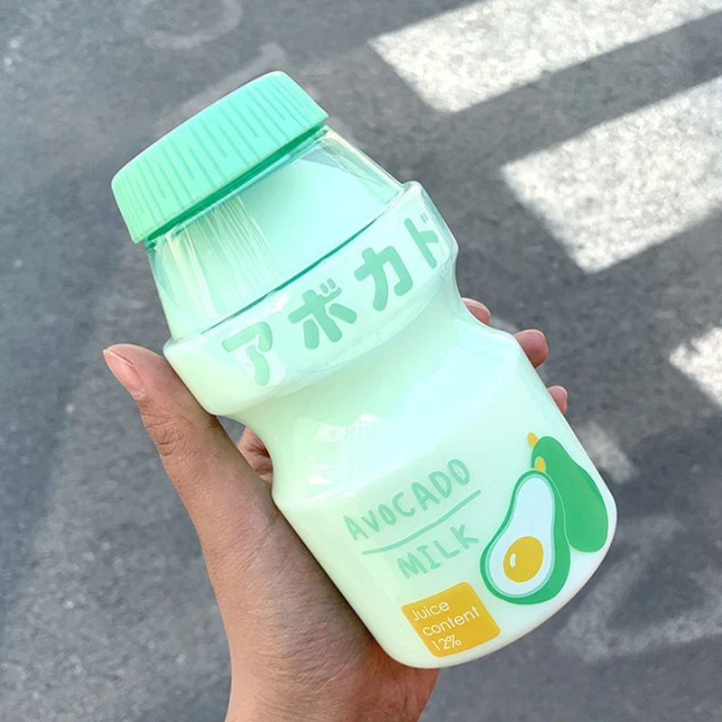 

480ml Plastic Water Bottle Yakult Shape Plastic Milk Carton Bottle for Girls, Customized color