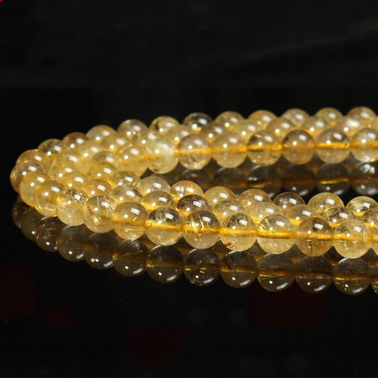 

Natural Healing Crystal Stone Beads Loose Round Beads Golden Gold Rutilated Quartz