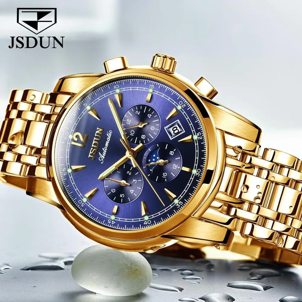 

Men Watch Top Luxury Brand JSDUN 8750 Men Automatic Mechanical WristWatch Men Business Classic Stainless Steel Band Clock, 7 colors choice