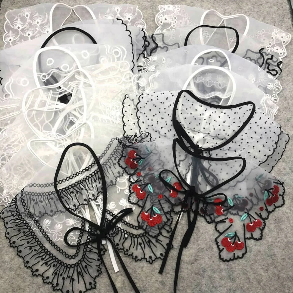 

2022 new arrivals hot sale lace high collar shirt antique and lace collar for fashion clothing, White