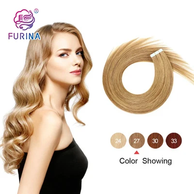 

Premium quality 27# 2.5gram/piece 18" Remy Tape In Human Hair Extension Full Cuticle Russian Hair