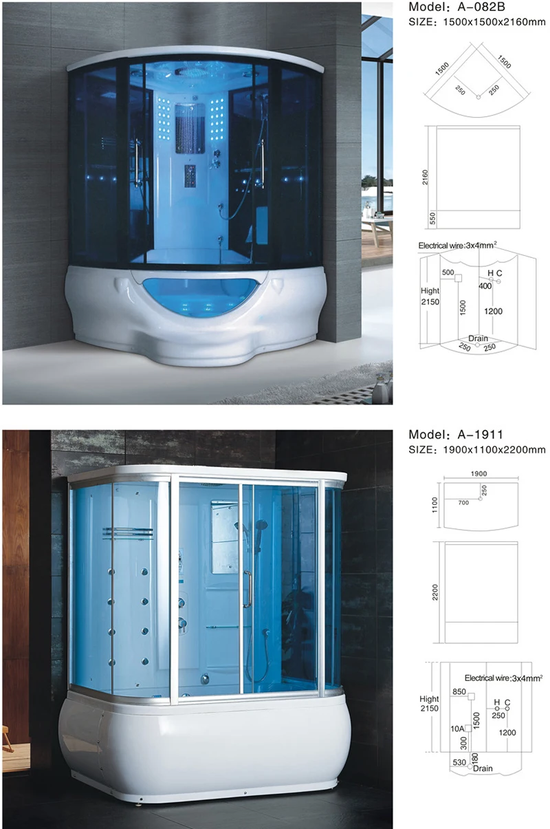 1650*1650*2160mm 2 Person Black Corner Steam Shower With Jetted Tub Buy Steam Shower Jetted