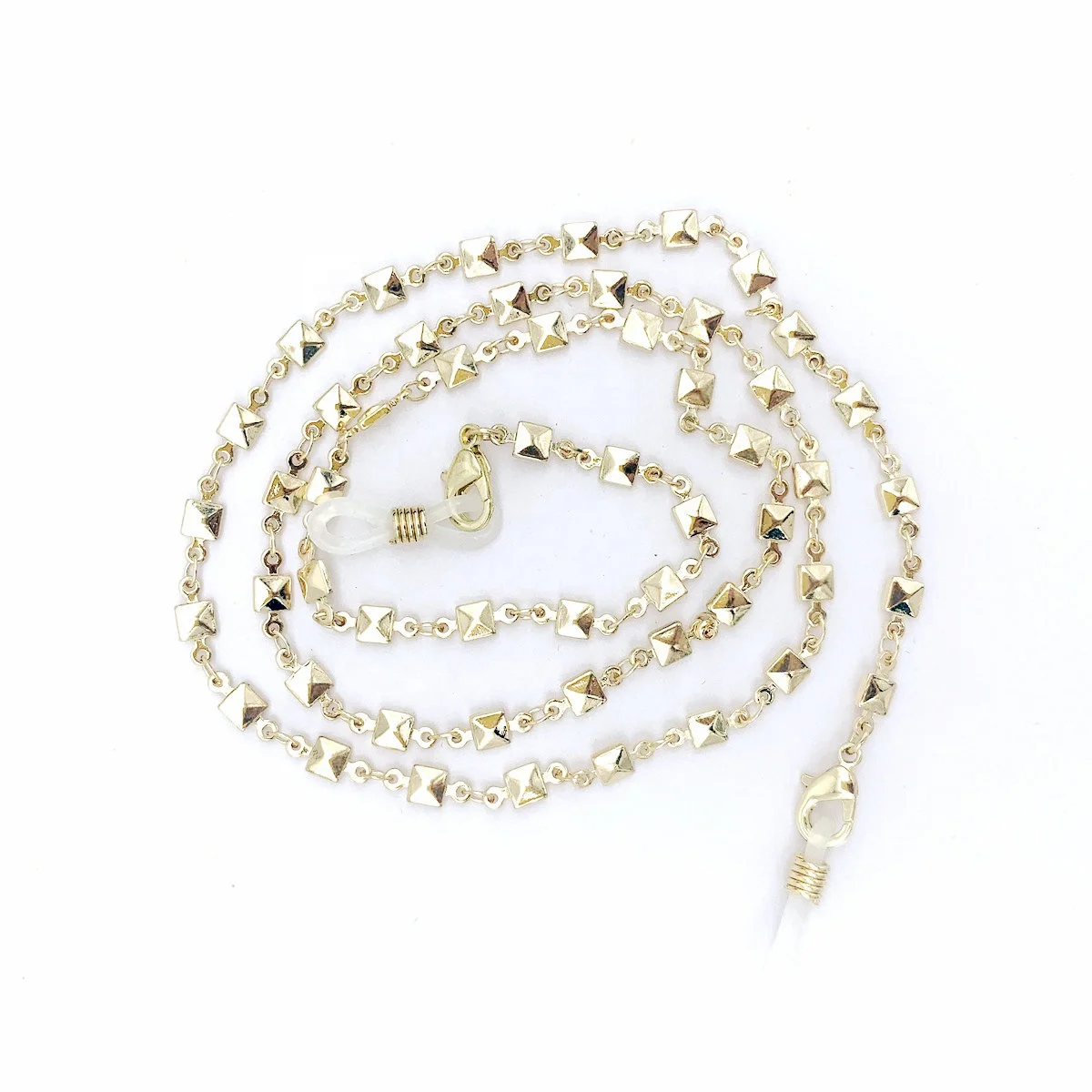 

2021 New Customized Hot Sale Fashion Glasses Anti Clip Face Cover Protector Metal Curb Chain Necklace Factory Wholesale, Gold,rhodium