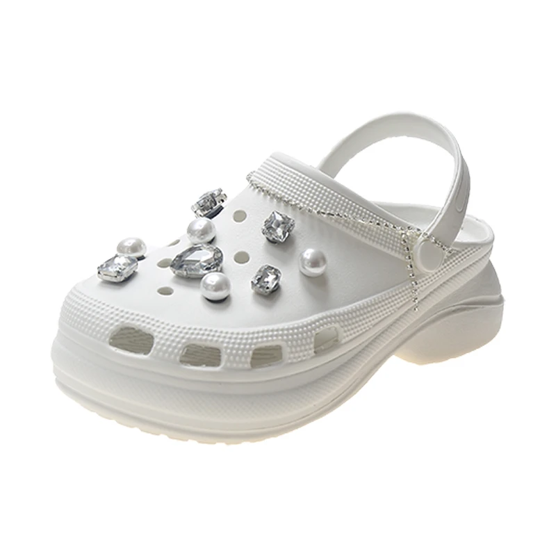 

Popular Ladies Summer Slippers Hole Shoes Waterproof Translucent Eva Women Clogs Garden Shoes, White/purple/balck/pink/blue