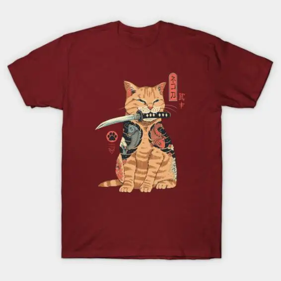 

2021 summer new cat fun print short oversized round neck T-shirt apparel