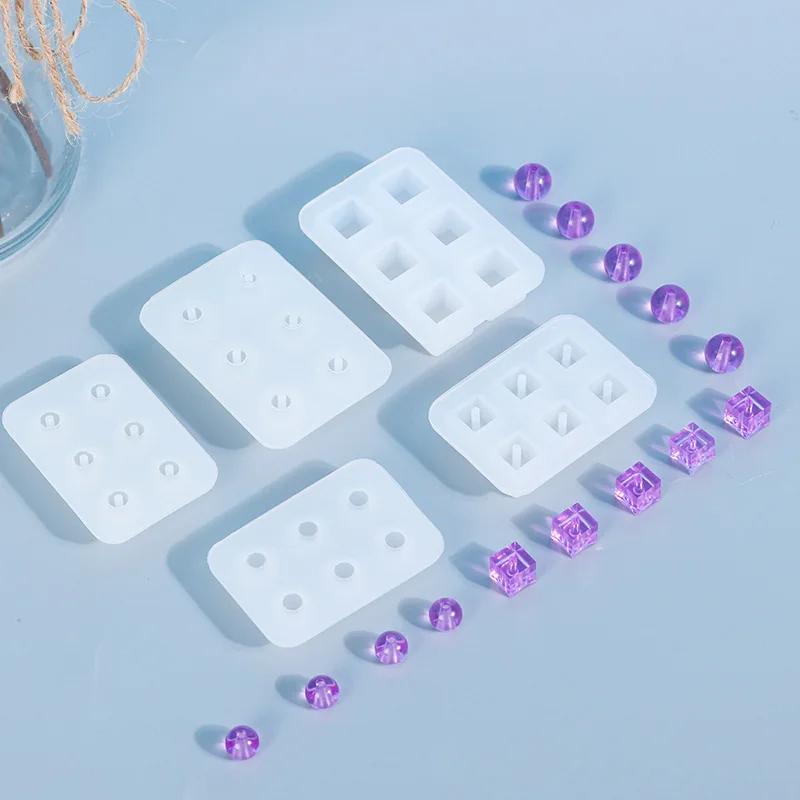 

Factory direct sale diy glue mold Food grade silicone 6 grid ball earrings bracelet silicone mold for resin, White