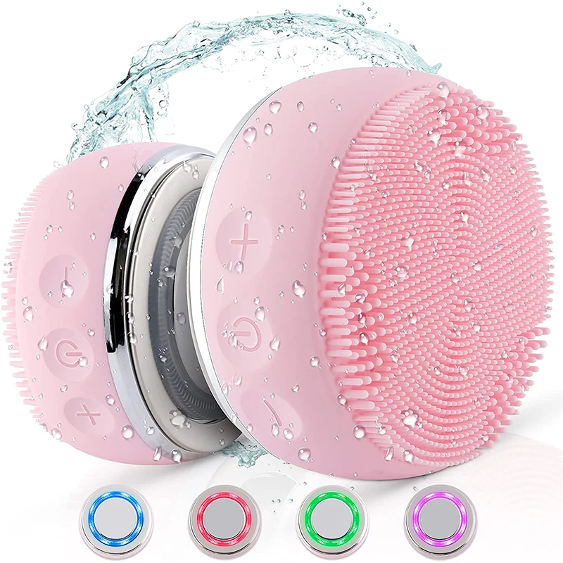 

Waterproof Rechargeable Exfoliating Tool LED light Heating Vibration Silicon Face Cleansing Brush