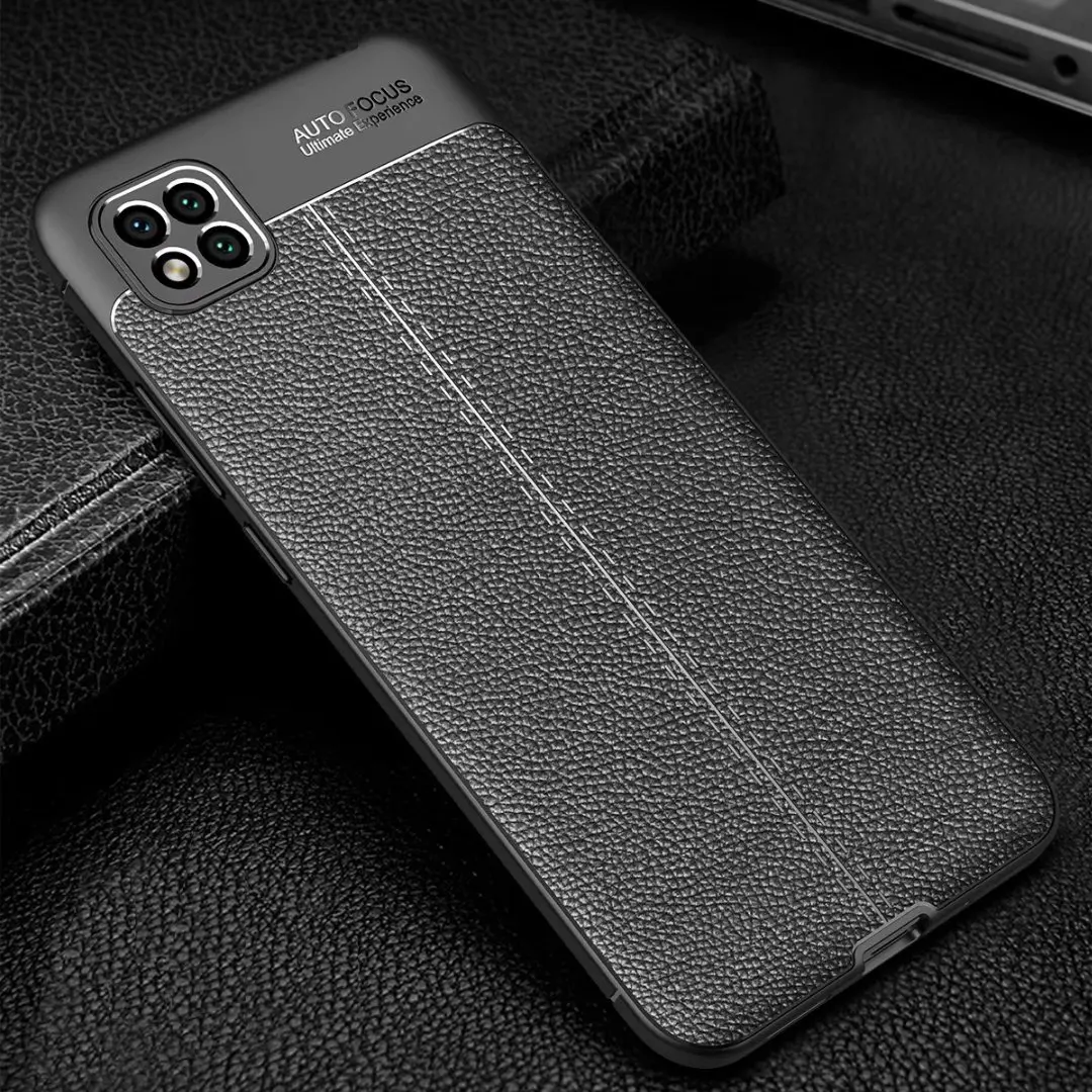 

For Xiaomi POCO C3 Case Luxury Ultra Leather Rugge Soft Shockproof Cover, As pictures