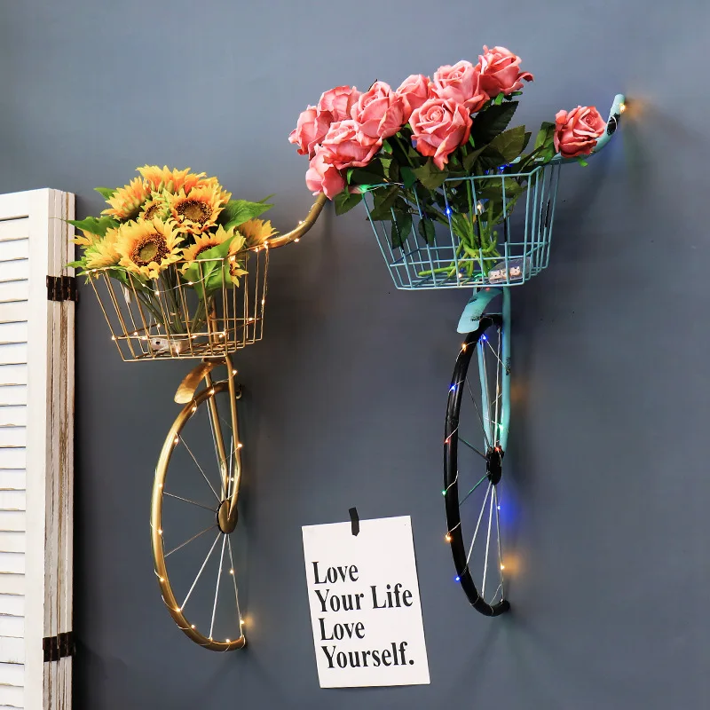

Nordic Bicycle Pendant Wall Cecoration Personality Creative Metal Wall Hanging Flower Basket