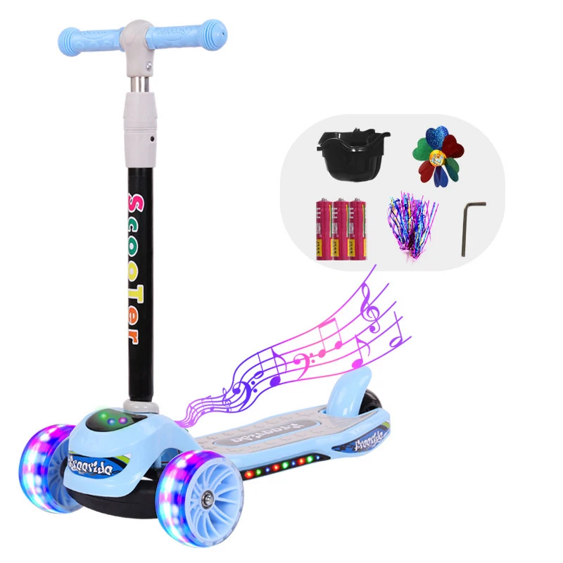

Children's scooter tricycle scooter flash folding music baby slippery car