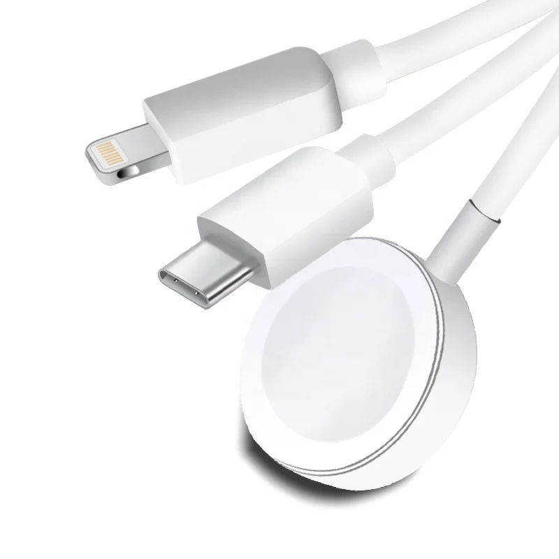 

portable charger usb fast smart mobile phone cable car cell cargador 3 en 1in usb-c android magnetic wireless for apple watch, Black white