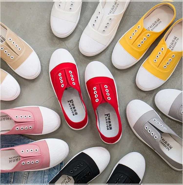 

New low top canvas shoes casual flats for students, Custom colors