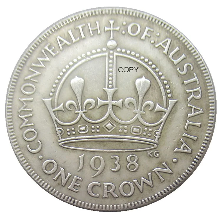 

1938 Australia 1 Crown - George VI Coronation Reproduction Silver Plated Decorative Commemorative Coin