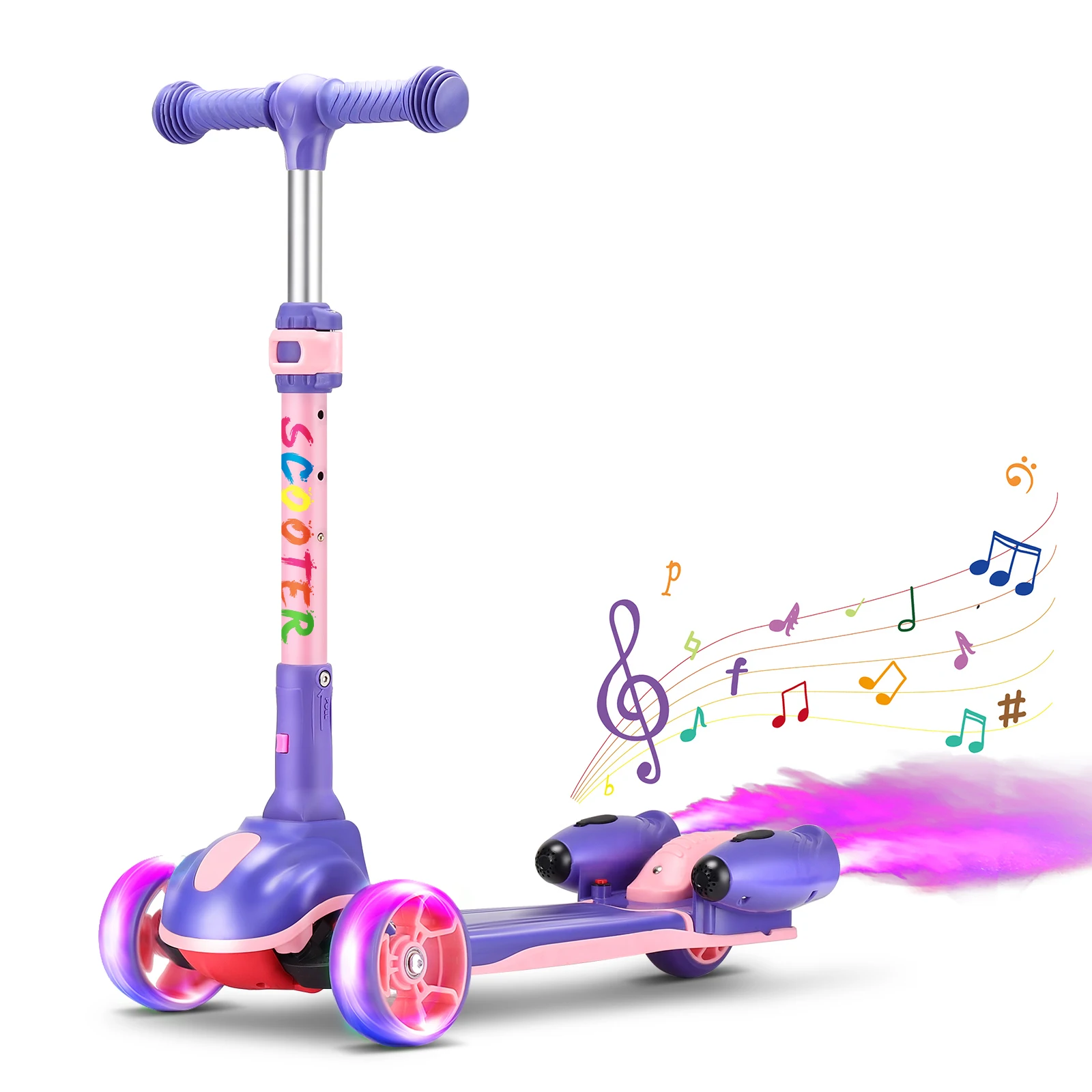 

2022 New style CE EN71 foldable 3 wheel electric scooter for kids children toddler scooter with music spray bubble scooters