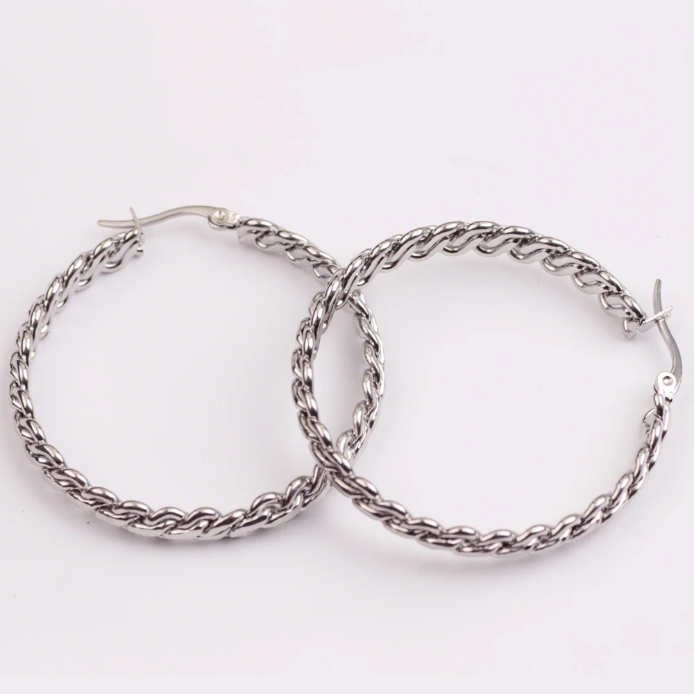 

Simple girl Twisted Big Hoop Large Round Shape Loop statement earrings, Silver