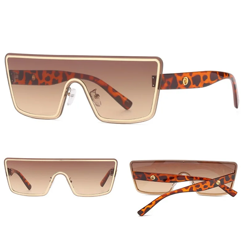 

2021 New Arrival High Quality Fashion Brand Designer Luxury Trendy Stylish Flat Top One Piece Lens Rimless Sunglasses Women