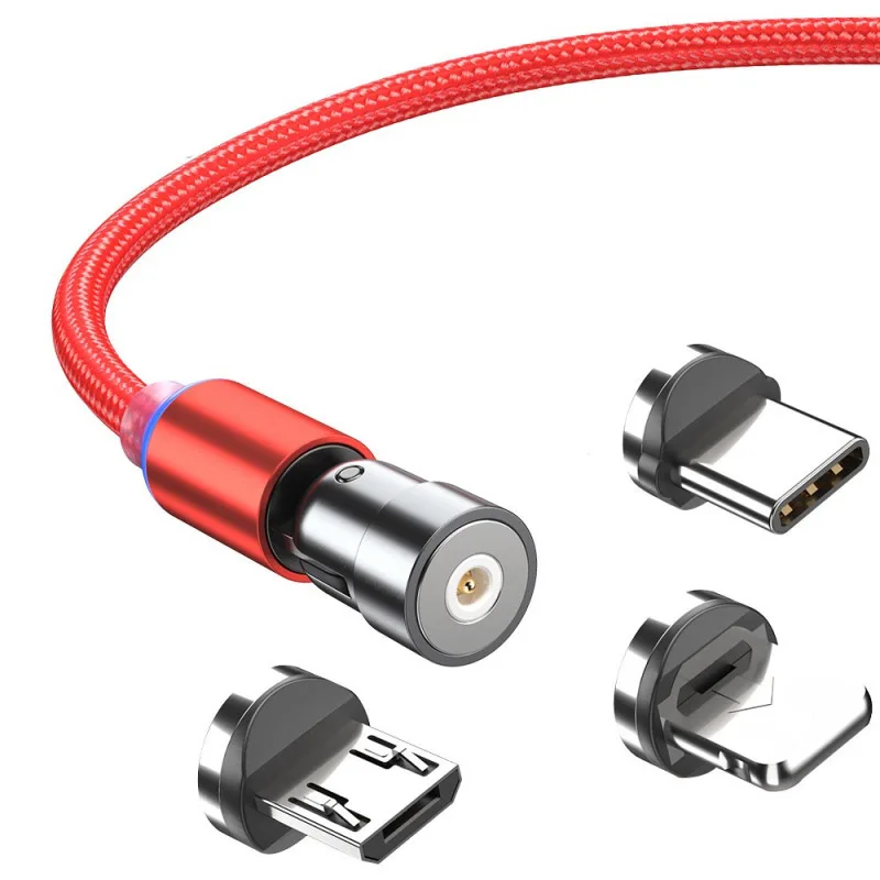 

High Quality Wholesale OEM Phone Charging Cable Magnetic 3 in 1 USB Fast Charging Cable, Black,red
