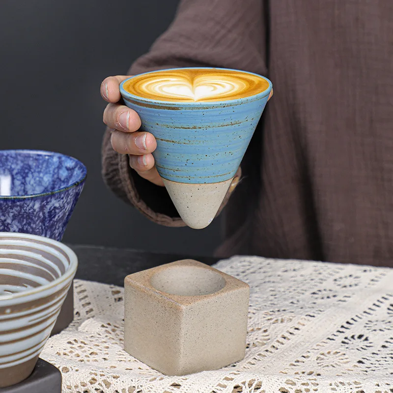 

Custom Logo Pottery Clay Coffee Mug Cup Gradient Glazed Japanese Arabic Style Vintage Tea Ceramic Coffee Cup Mug