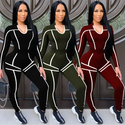 

Competitive prices long sleeve long pants U- neck 2 piece jogger set womens jogging sets 2 piece for women