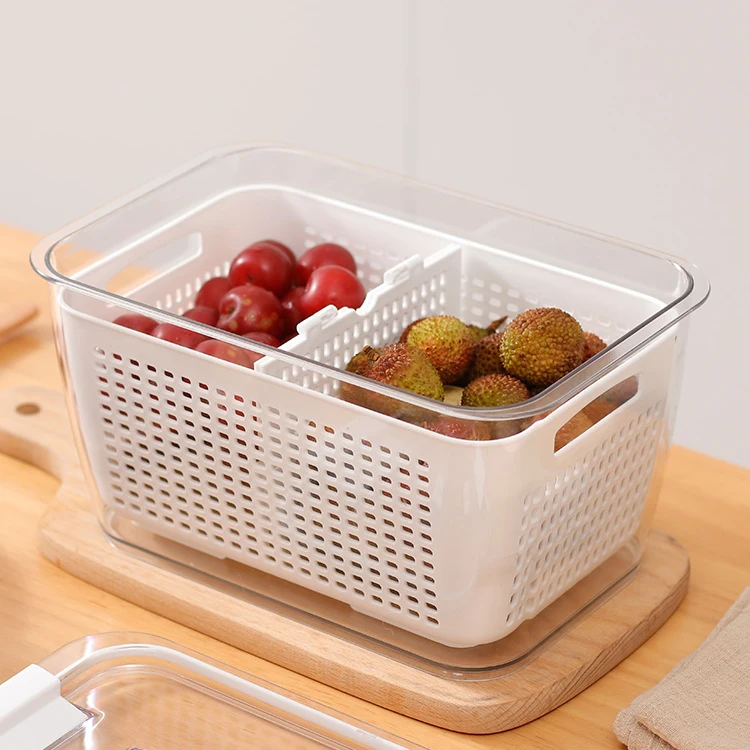 

Transparent PET containers Sealing Drain box Food storage box plastic refrigerator for fresh fruits vegetables
