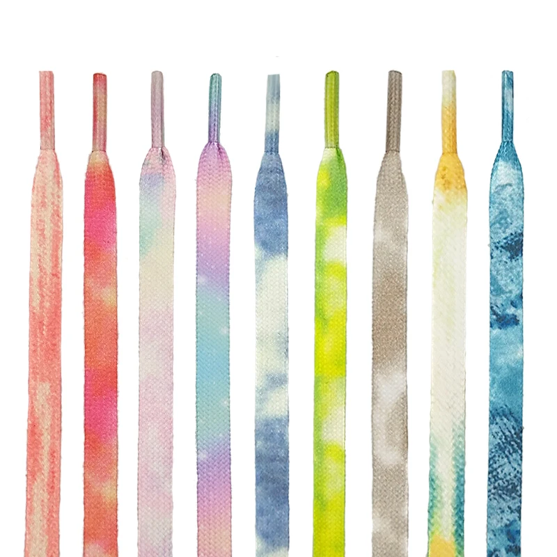 

Custom fashion design sublimation printed Tie-Dye rainbow shoelaces for athletic boot sneaker