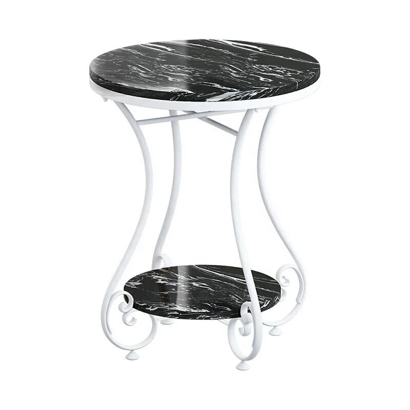 
Curved Metal Frame Base with Marble Top Side Table Housing Decoration Furniture 