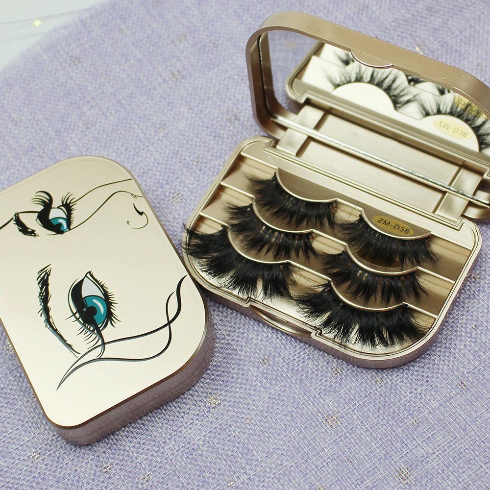 

Supper Fluffy 25mm Real Mink Lashes With Customized Eyelash Packaging With Other Eyelashes & Tools