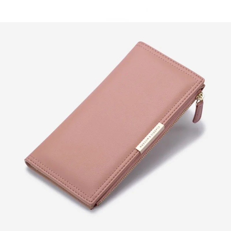 

Fashionable Luxury Long Ladies Wallet PU Leather Zipper Card Close Purse