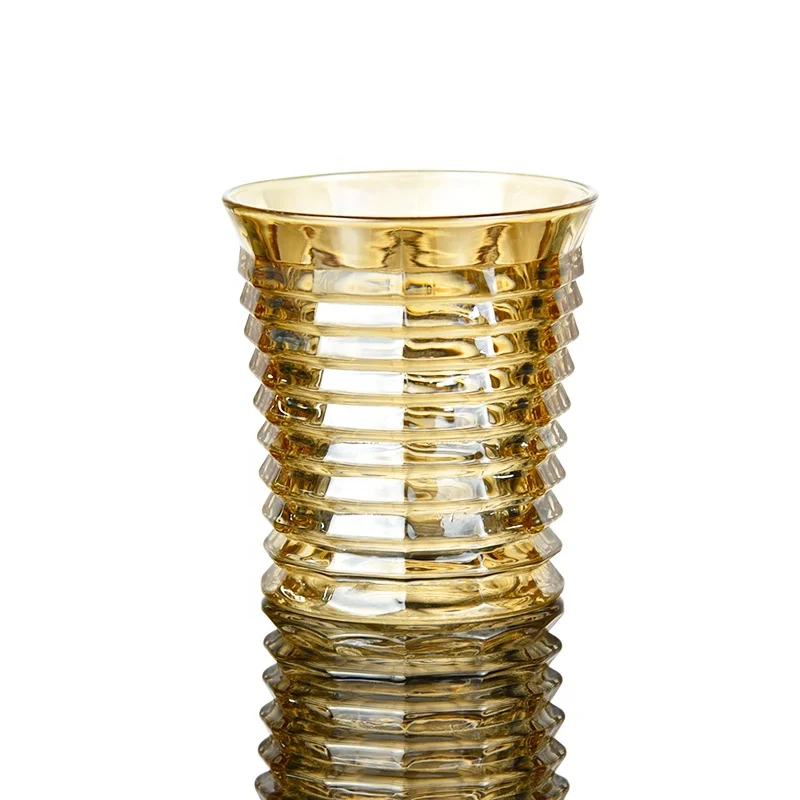

N40 ring shape design electroplated jade gold whiskey glass cup wine tumbler