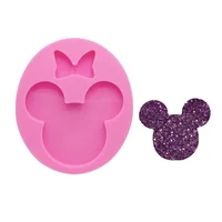 

shiny S285 silicone mold mini mouse head mold with seperate bow for keychains DIY