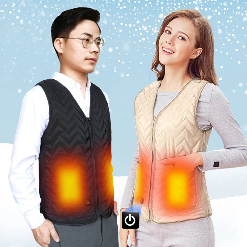 

2021 hot sale Smart Battery Vest Rechargeable USB Heating Vest Jacket Unisex Womens Mens Warming Heated Vest, Black