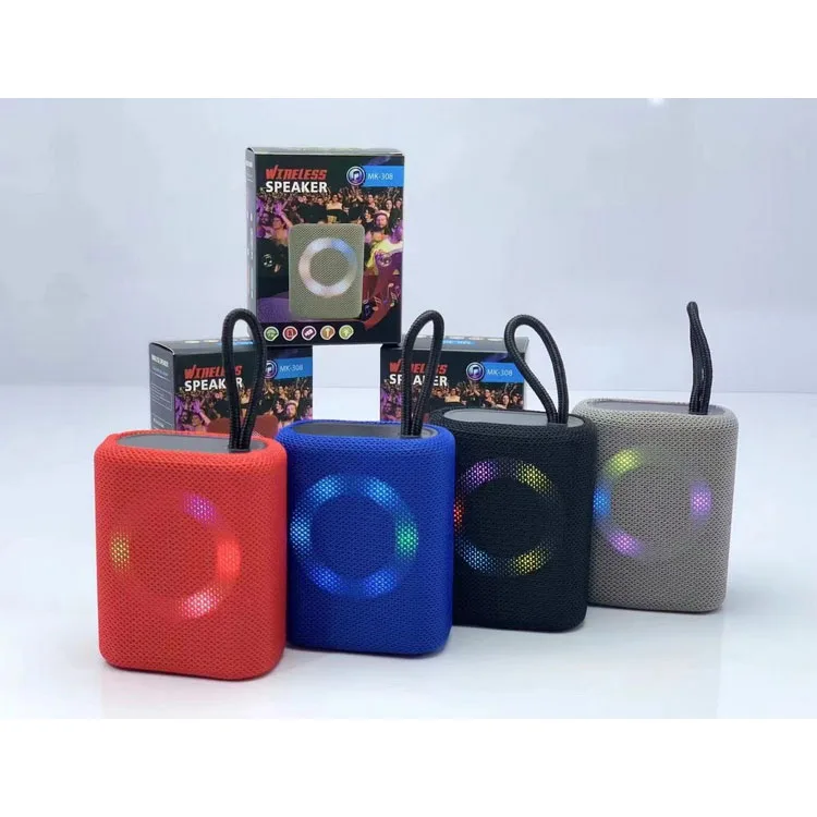 

MK-308 New Design Parlantes Cotton Net Speaker Mini Subwoofer Speaker With Ring RGB Lights, Black/red/blue/green/gray/orange