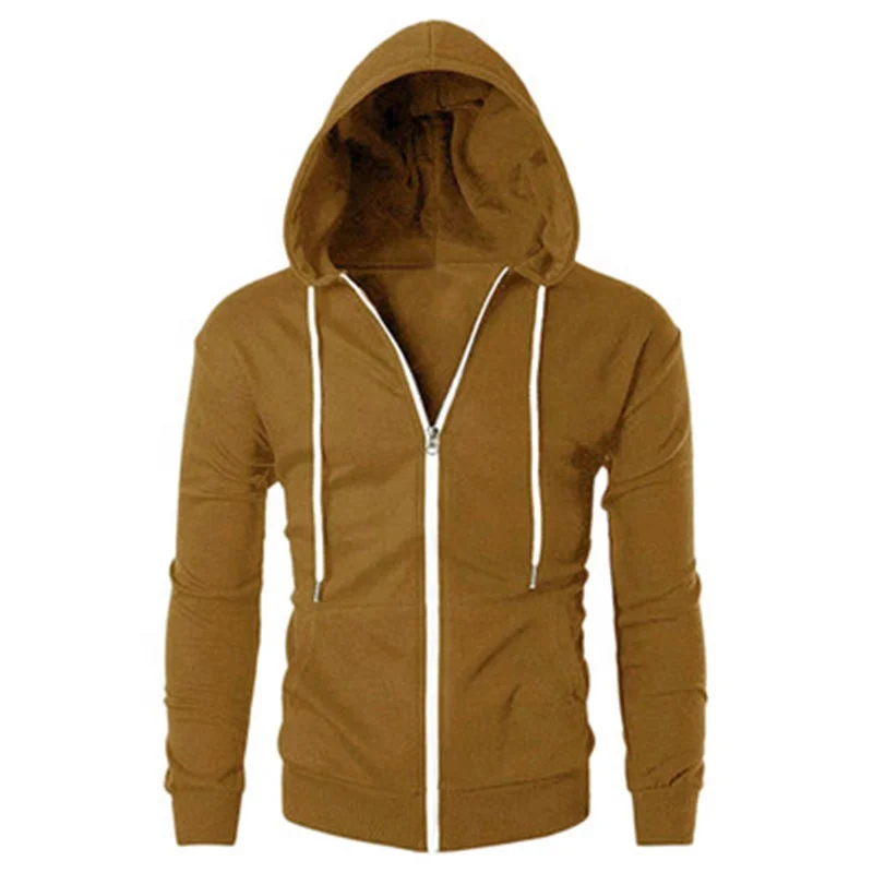 

Men's Popular Hooded Zipper Pockets Jackets, Yellow/gray/burgundy/navy/dark gray