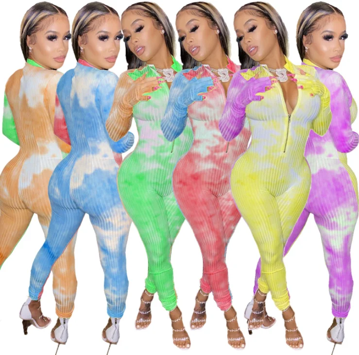 

Winter women's two color wears sublimation print pit stripe dyeJumpsuit girl