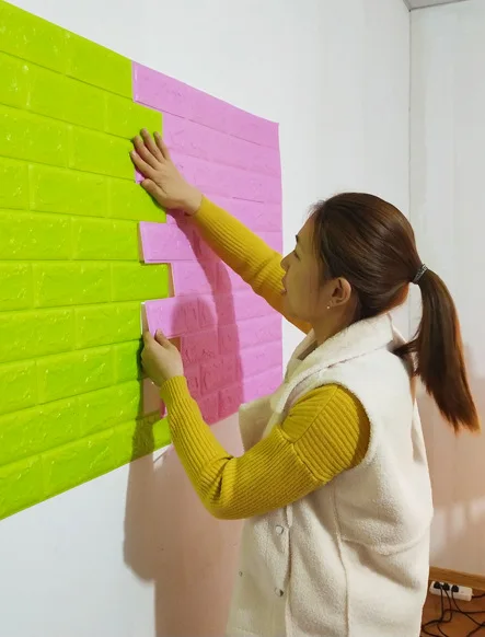 
Lifelike design XPE foam wall panel mixed-colors 3d PE foam wallpaper brick self-adhesive pe foam wall sticker 