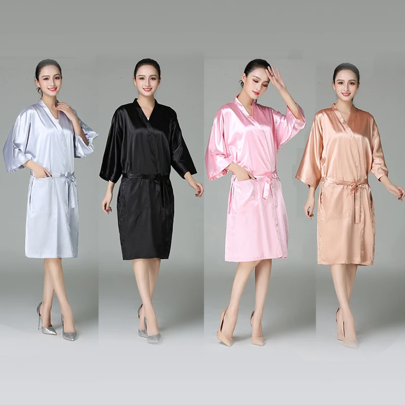 

Wholesale Professional White Hair Salon Client Robes With Logo Soft Robes Kimono Beauty Salon Smock