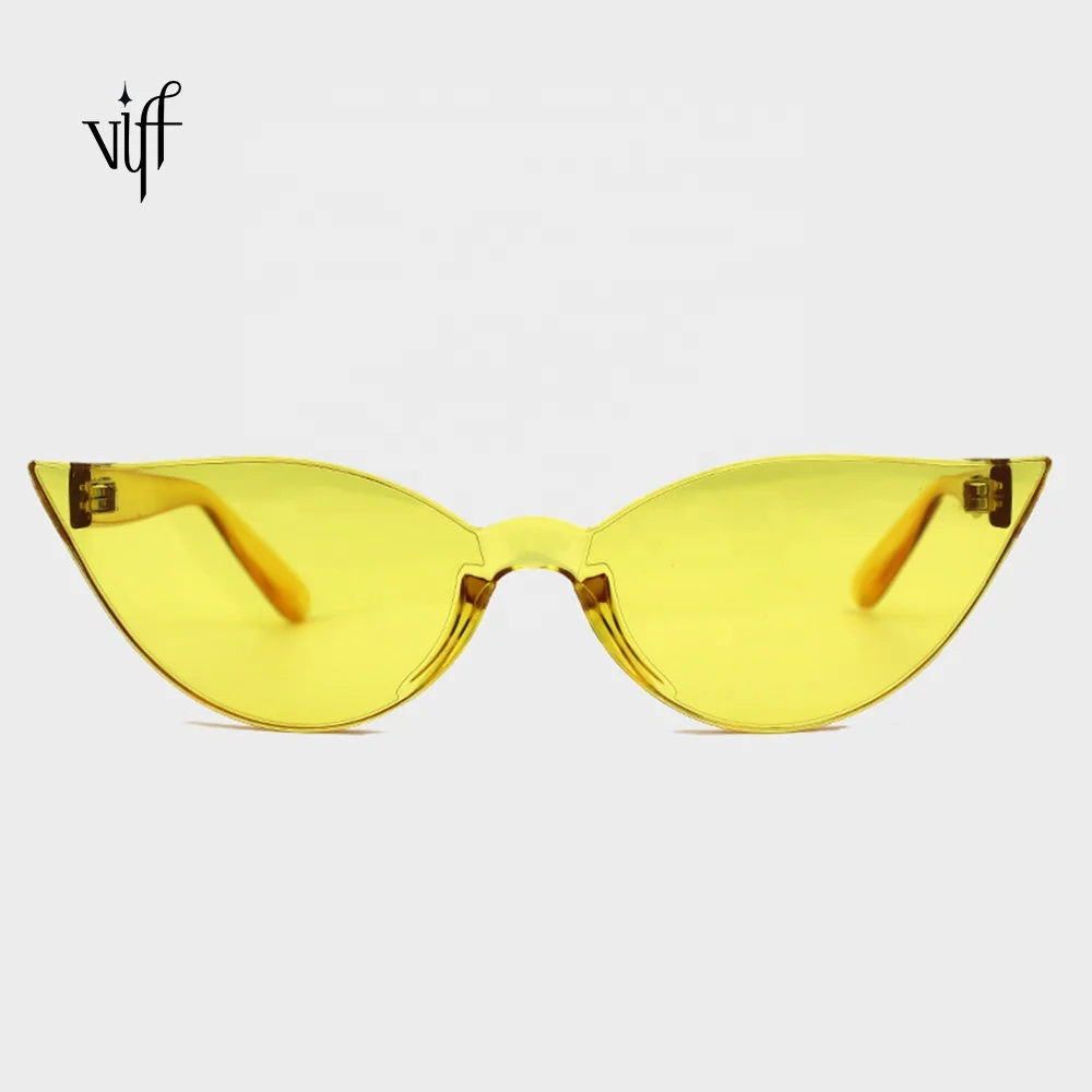 

VIFF Colorful Cateye Sunglasses HP20431 Cutting edge Fashion Sunglasses Yellow Frame Lens Sun Glasses Girls Shades