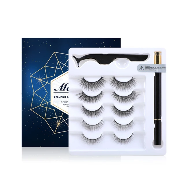 

Hot Sale Free Sample 3d Mink Magnetic Eyelashes Magnetic Eyeliner Eyelashes Set, Natural black