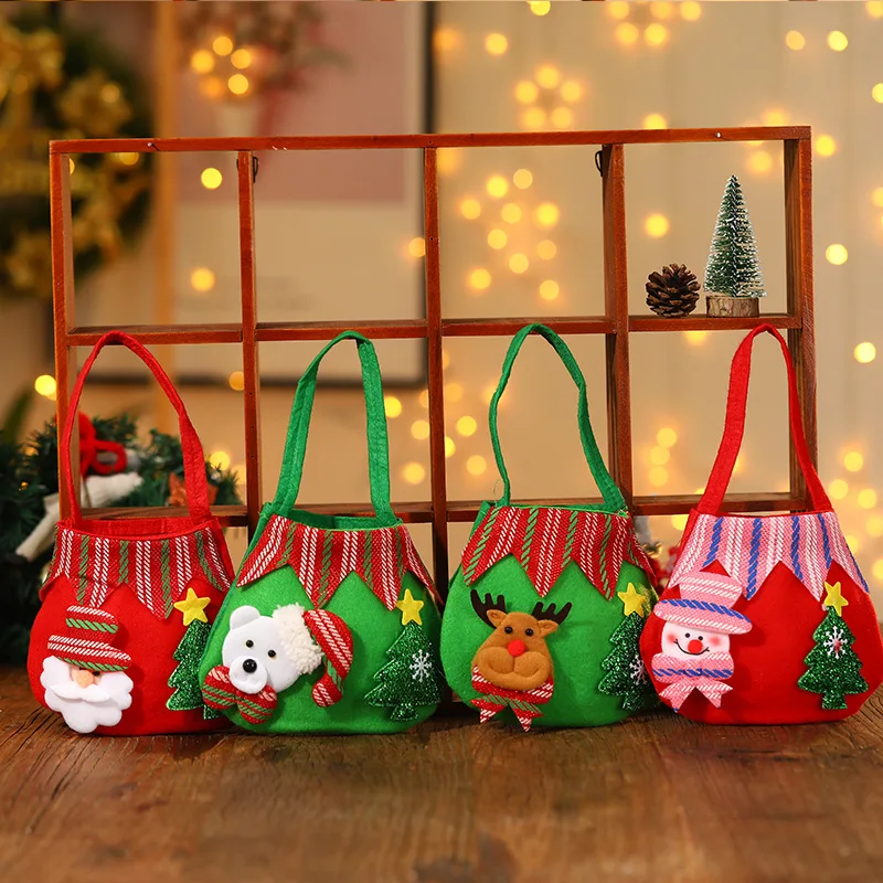 

Christmas Gift Bag Apple Bag Handbag Adult Child Christmas Bags for Gift Carrying Candy Plush Gift Holiday Props, As picture