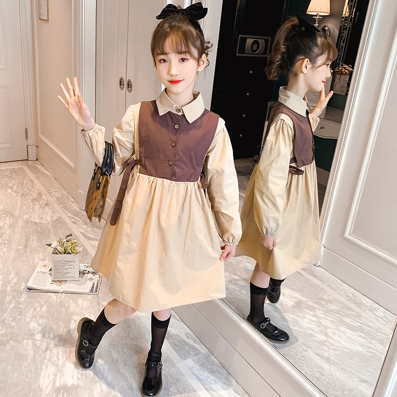 

Girls Dress Spring Teen Girls Casual Dress England Style Princess Dresses For Girl Kids Clothing 2022 Collage Style