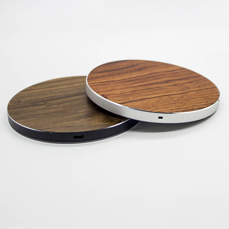 

Natural Solid Walnut Wood Portable Qi Wireless Charge Wooden Wireless Coaster Charger Pad, Black white sliver