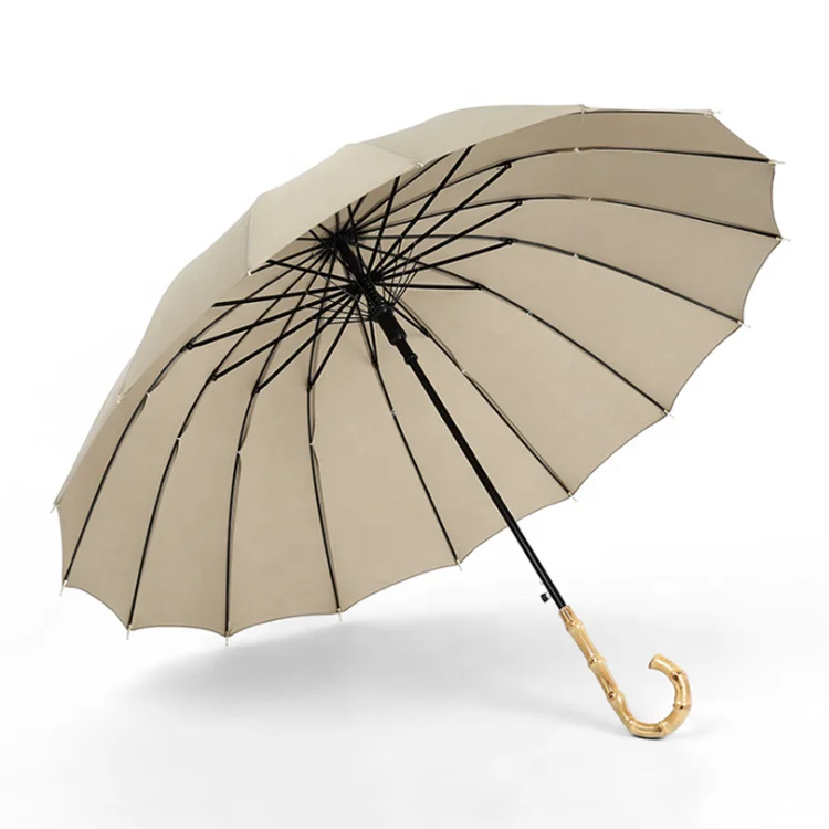 

New Design Traditional 16 Ribs Wooden Handle Straight Umbrella, Customized color