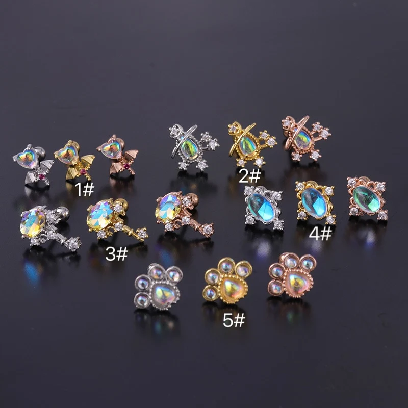 

20G New Color CZ Ear Stud Piercing Earrings for Women Helix Cartilage Conch Rook Tragus Jewelry