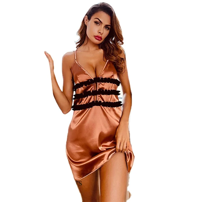 

Hot sales women's sleeveless pajamas adults sexy sleepwear sets female silk nightgowns homewear, Picture shows