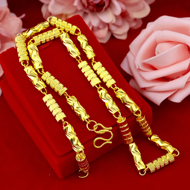 

Dropshipping Fashion Luxury Men's Necklace 24K Gold Chain Solid Necklace Men Wedding Engagement Anniversary Jewelry Gifts Male